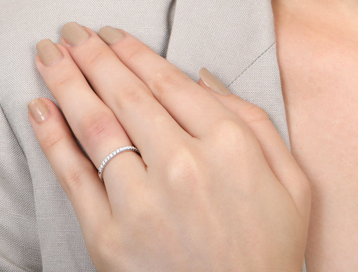 Minimalist Pavé Diamond Ring 1/4 of a carat total weight in 18K white gold