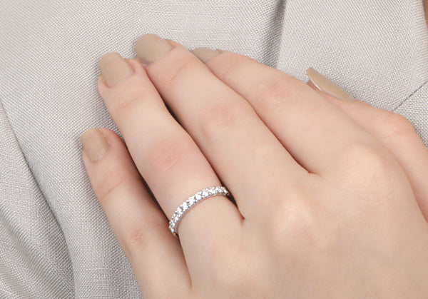 Minimalist Pavé Diamond Ring 1/2 of a carat total weight in 18K white gold