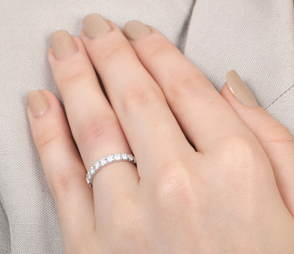 Minimalist Pavé Diamond Ring 3/4 of a carat total weight in 14K white gold