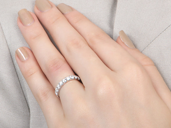 Minimalist Pavé Diamond Ring 1.00 carat total weight in 18K white gold