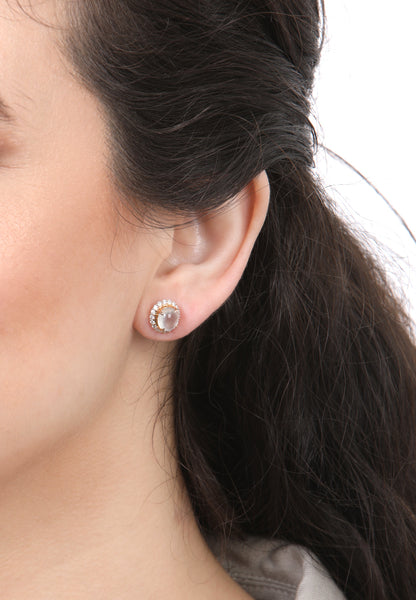 Icy Jadeite and Diamond Halo Earrings