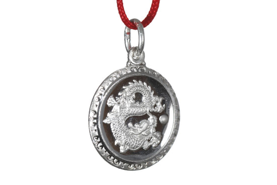 Sterling Silver Mini Round Dragon Pendant