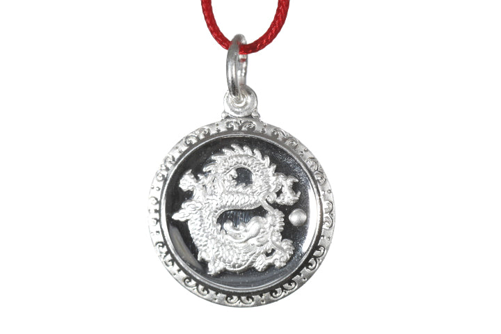 Sterling Silver Mini Round Dragon Pendant
