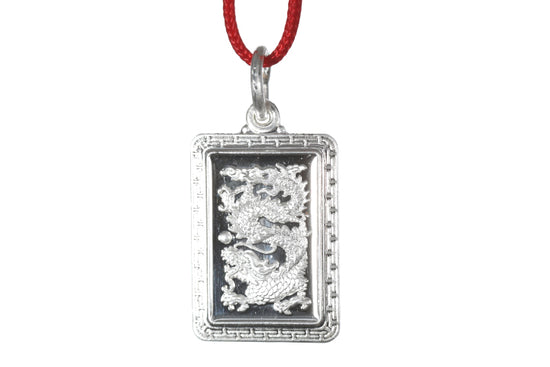 Sterling Silver Mini Rectangle Dragon Pendant