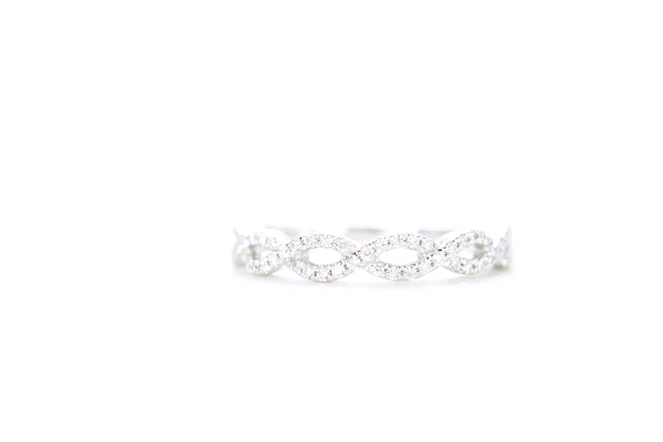 Small Woven Diamond Ring White Gold