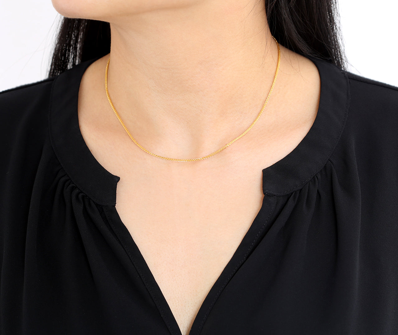 Gold Figaro Link Lightweight chain choker, 16 inch length