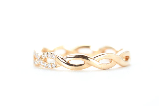 Woven Diamond Ring Rose Gold