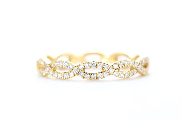 Woven Diamond Ring Yellow Gold