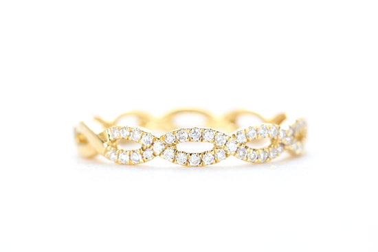 Woven Diamond Ring Yellow Gold