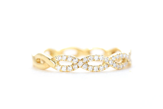 Woven Diamond Ring Yellow Gold