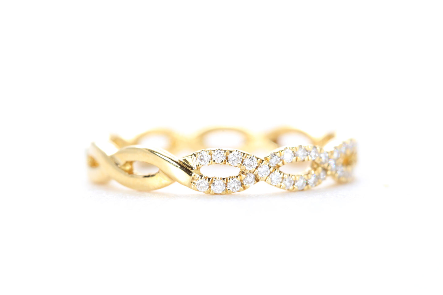 Woven Diamond Ring Yellow Gold