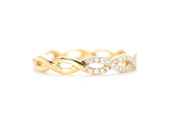 Woven Diamond Ring Yellow Gold