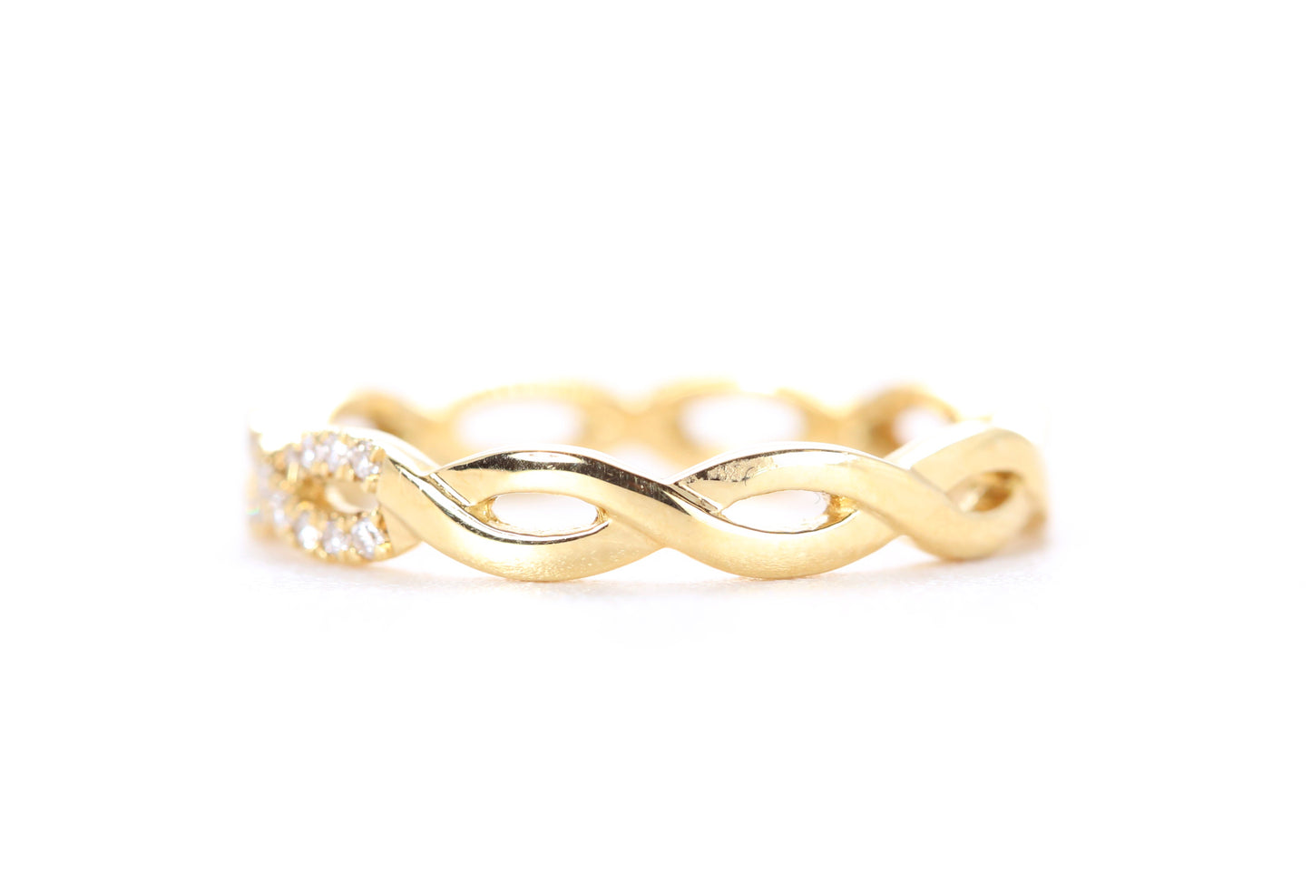 Woven Diamond Ring Yellow Gold