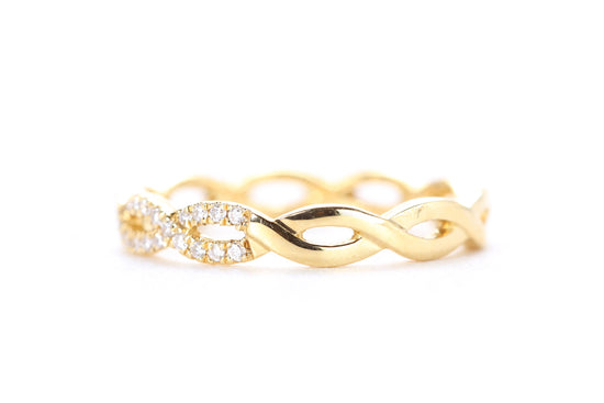 Woven Diamond Ring Yellow Gold