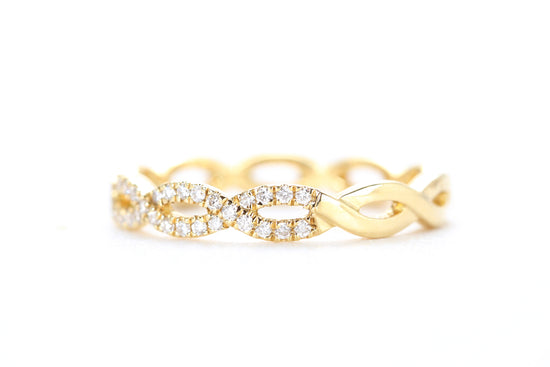 Woven Diamond Ring Yellow Gold