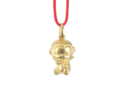 24K Gold Monkey Pendant