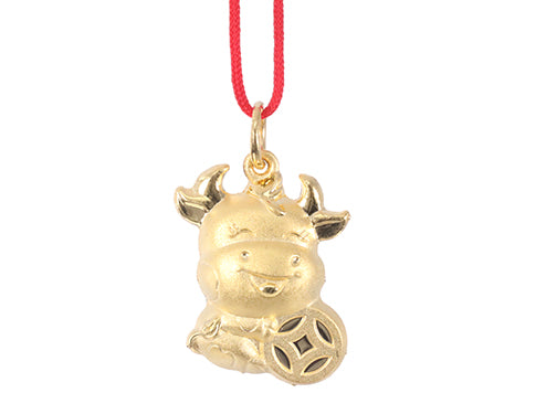 24K Gold Ox Pendant